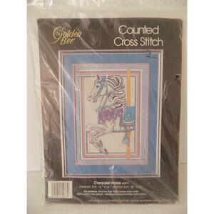 Golden Bee Carousel Horse Counted Cross Stitch Kit 60277 12" X 16" NEW